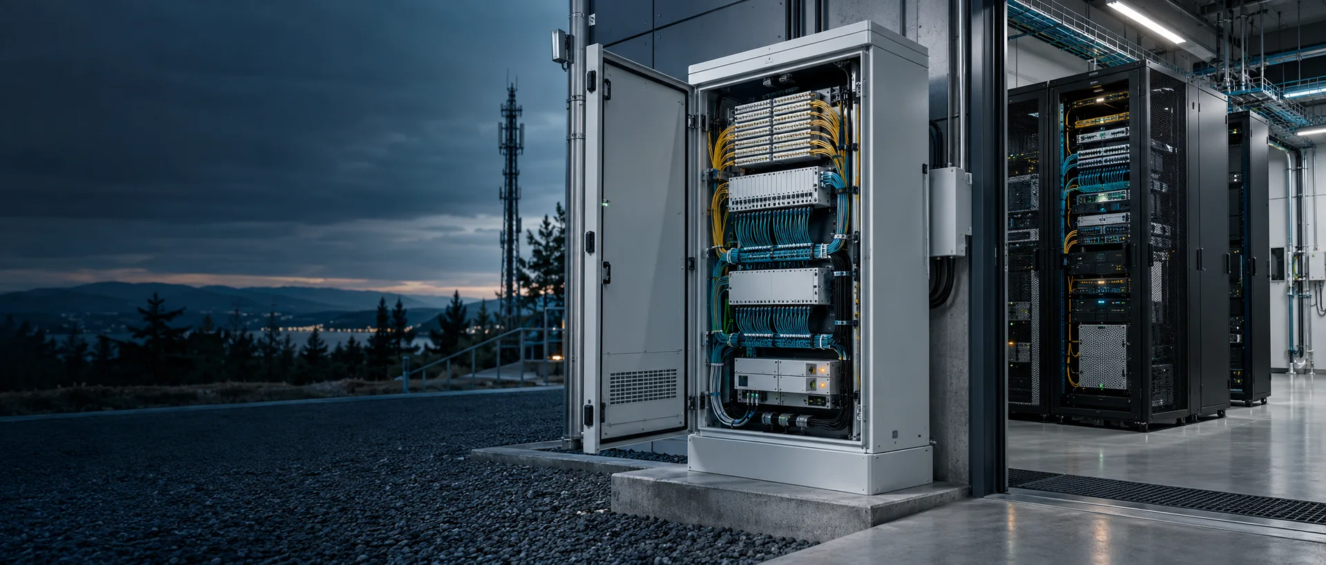 Optical network cabinets and protected outdoor communications infrastructure